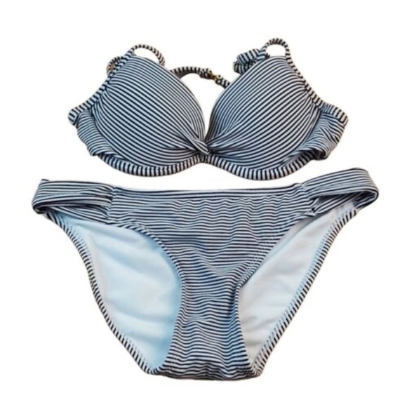 Xhilaration Other - Xhilaration Striped Bikini Blue & White Extra Small